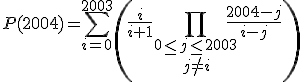 P(2004)=\Bigsum_{i=0}^{2003}\left(\frac{i}{i+1}\Bigprod_{\begin{array}{c}0\le j\le 2003\\j\not =i\end{array}}\frac{2004-j}{i-j}\right)